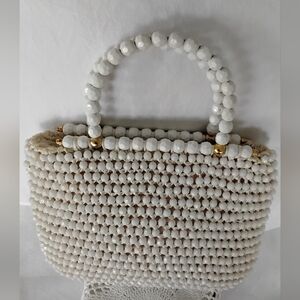 Vintage Elegant White Pearl Beaded Handbag